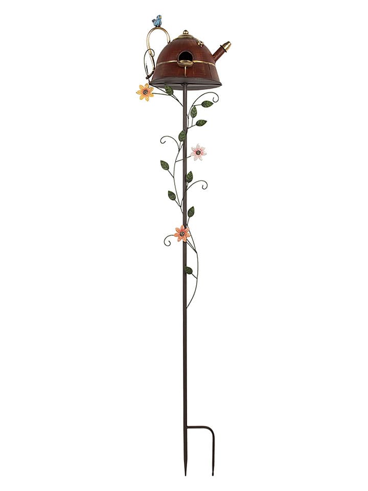 Dekoracja ogrodowa "Birdhouse" w kolorze brązowym na trzonku - 27 x 147 x 24 cm