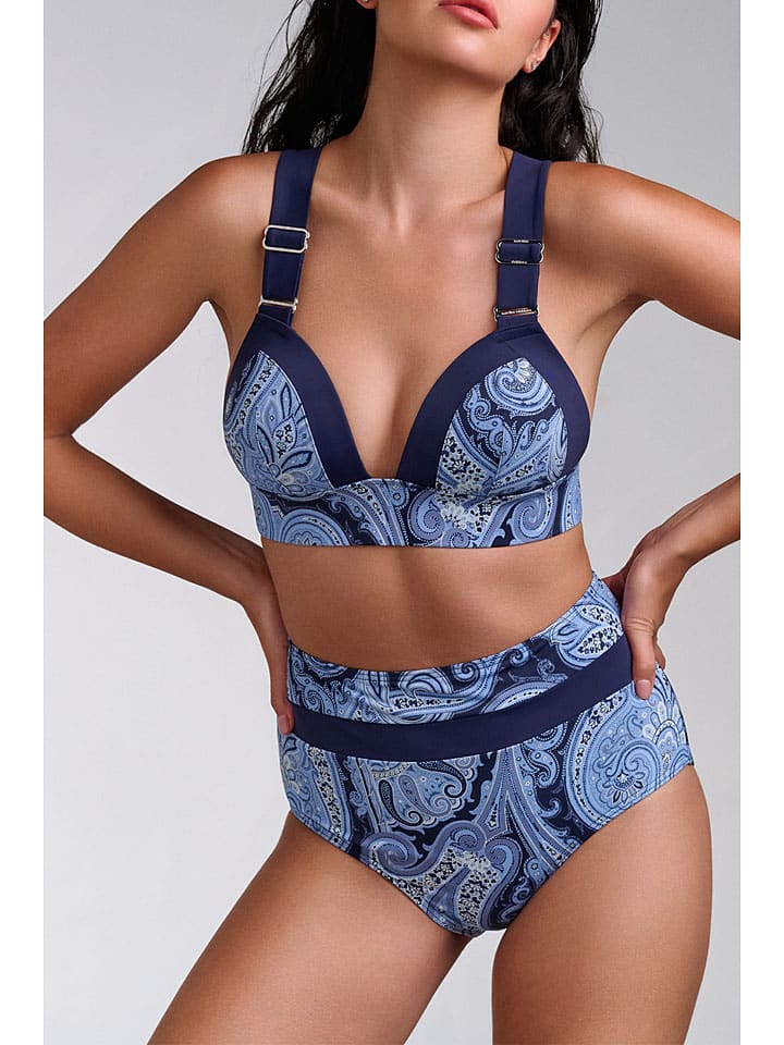 Bikini-Oberteil in Dunkelblau/ Hellblau
