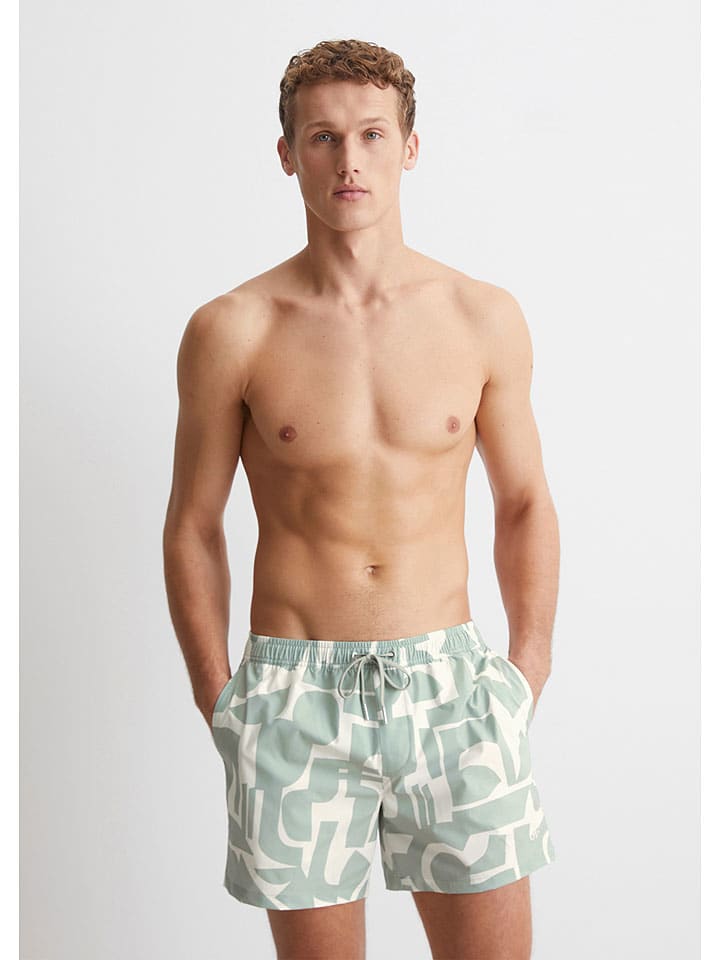 Badeshorts in Mint/ Creme