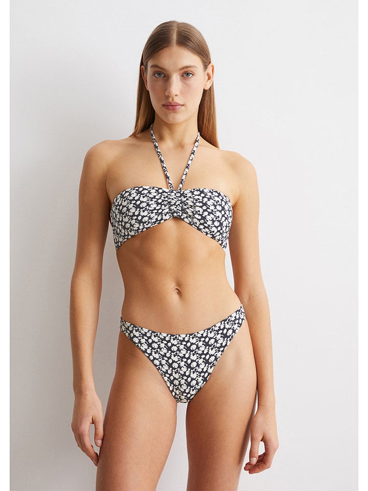 Bikini-Oberteil in Dunkelblau/ Weiß