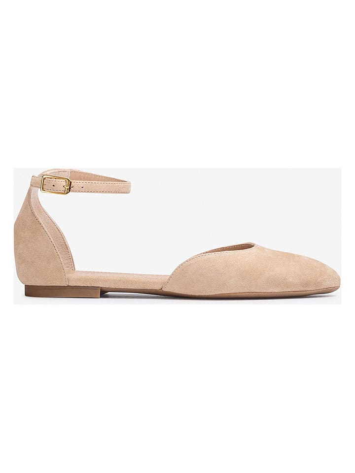 Leder-Ballerinas in Beige