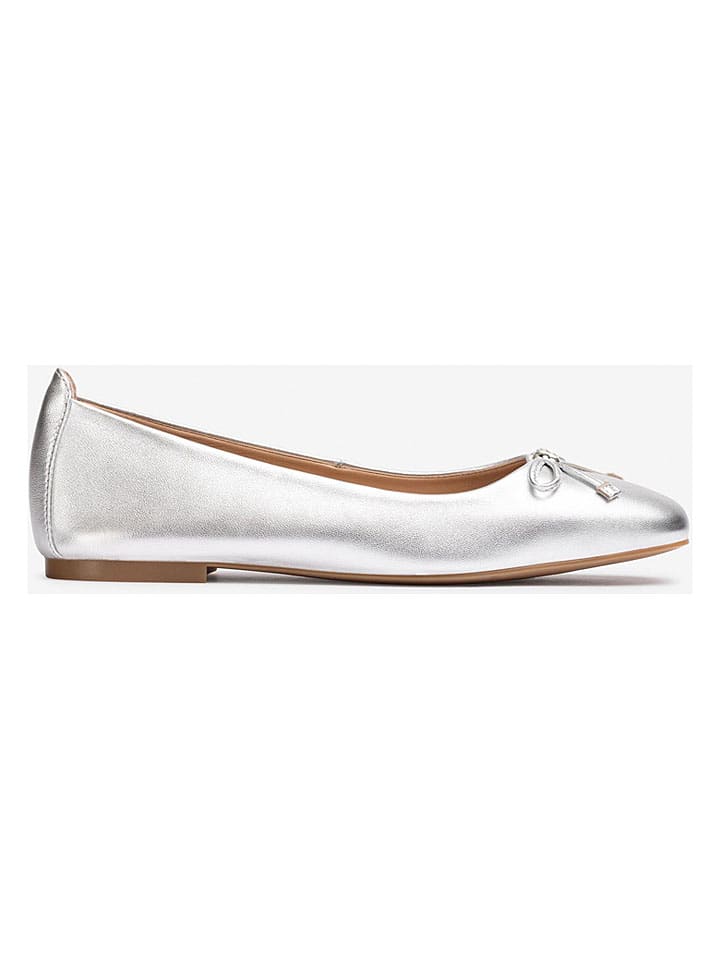 Leder-Ballerinas in Silber