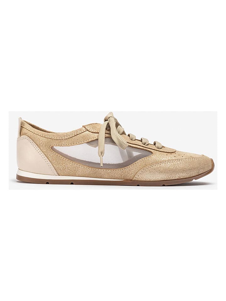 Leder-Sneakers in Beige