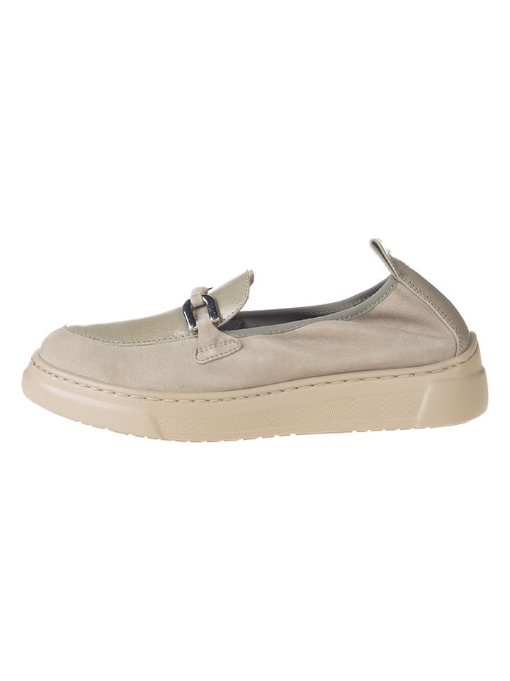 Leder-Mokassins in Beige