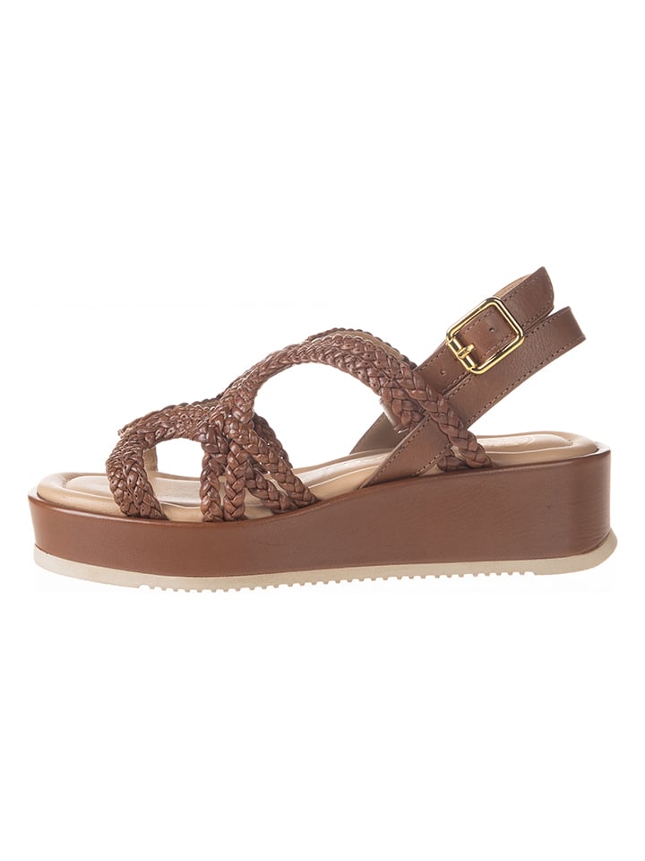 Leren sleehaksandalen bruin