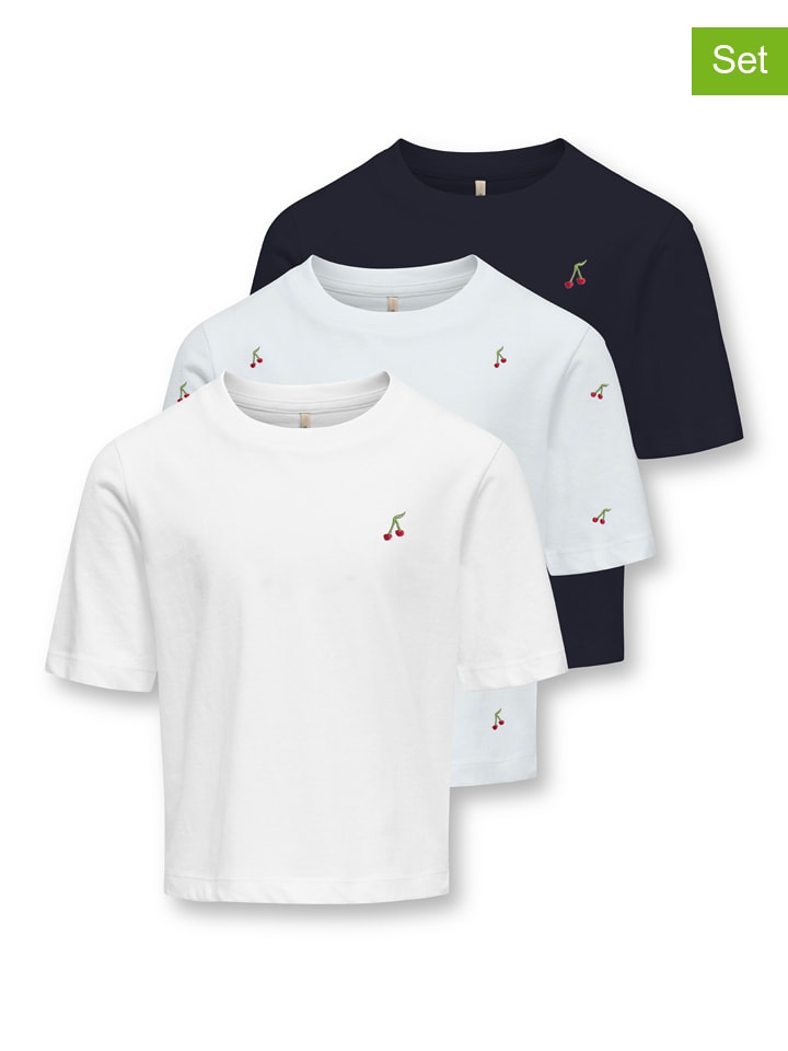 3er-Set: Shirts "Rex" in Weiß/ Schwarz