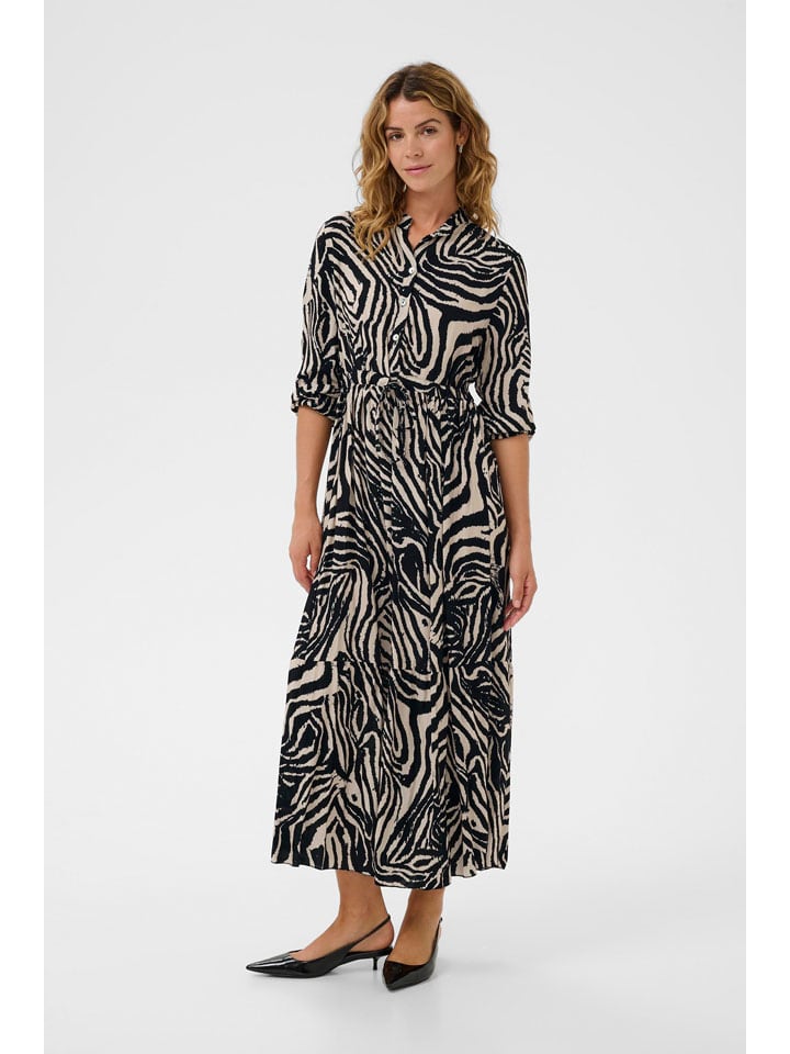 Kleid in Schwarz/ Beige