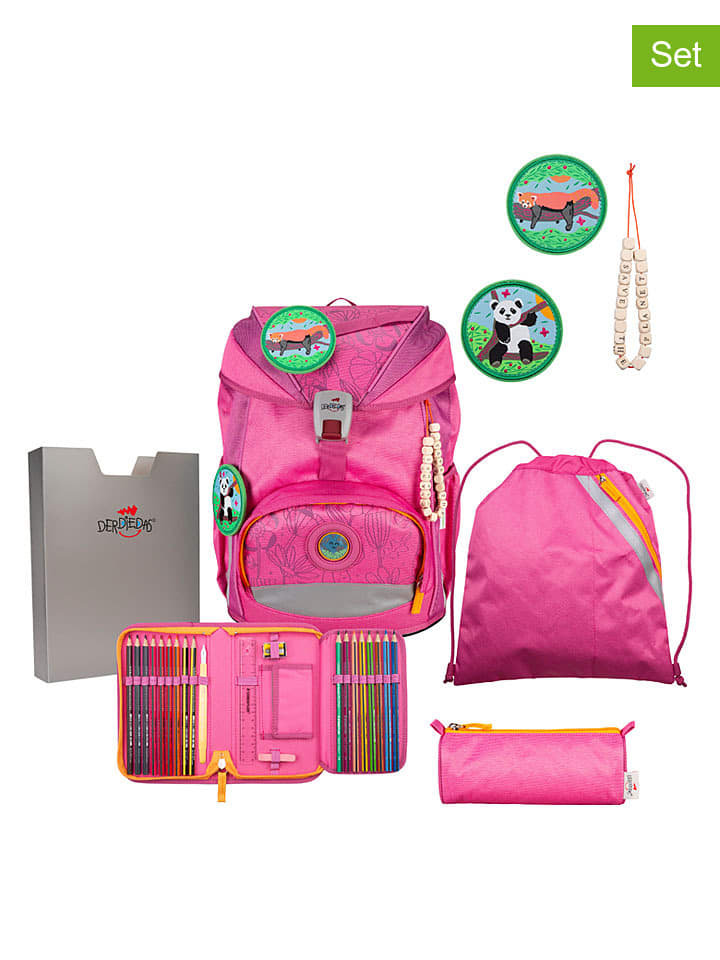 6tlg. Schulranzen-Set "ErgoFlex ECO Set" in Pink - (B)28 x (H)38 x (T)25 cm
