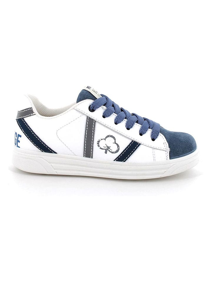 Leren sneakers wit/donkerblauw