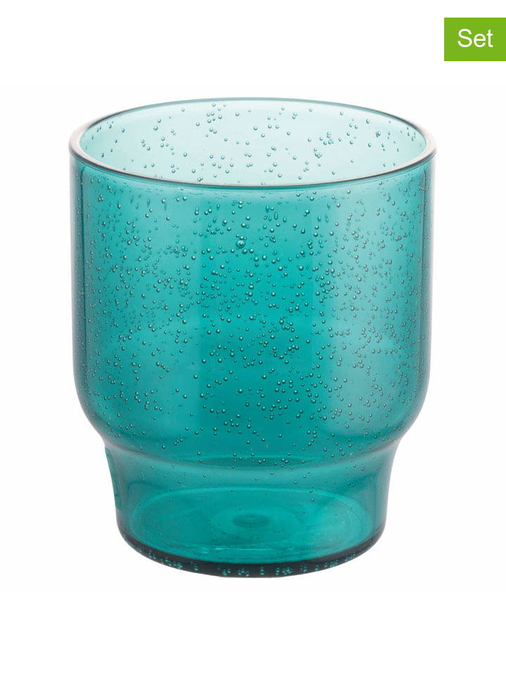 Szklanki (6 szt.) "Unico Bubbles" w kolorze turkusowym - 325 ml