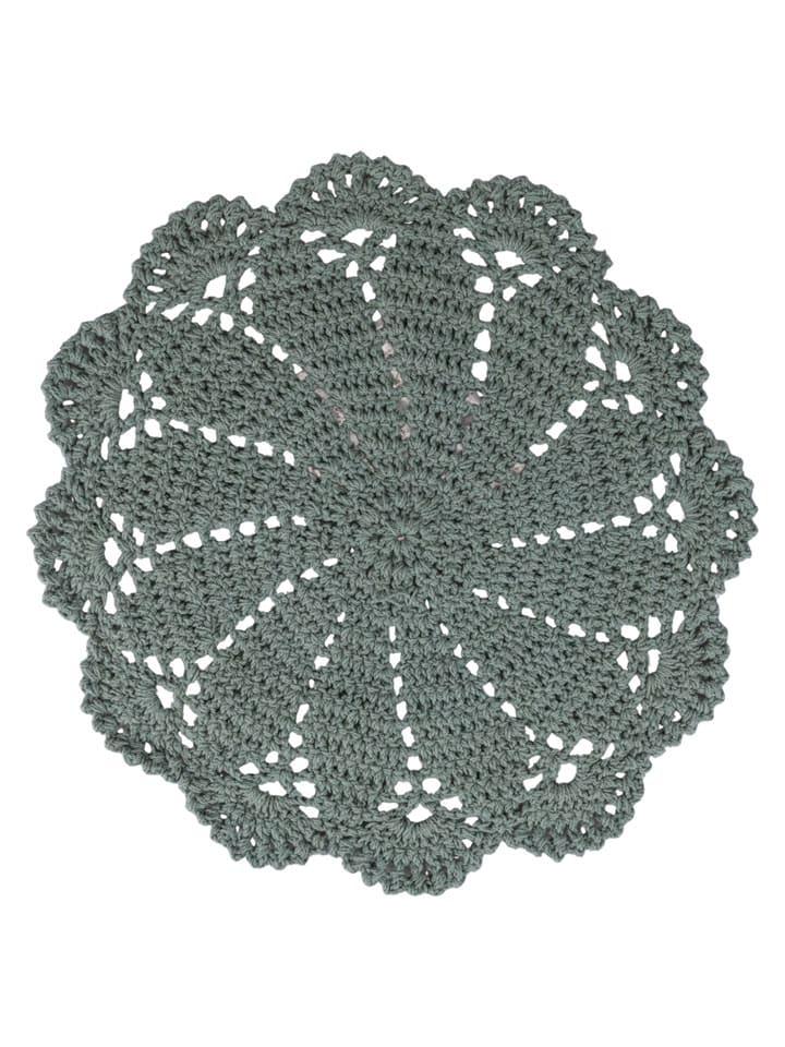 Podkładka stołowa "Crochet" w kolorze zielonym - Ø 38 cm