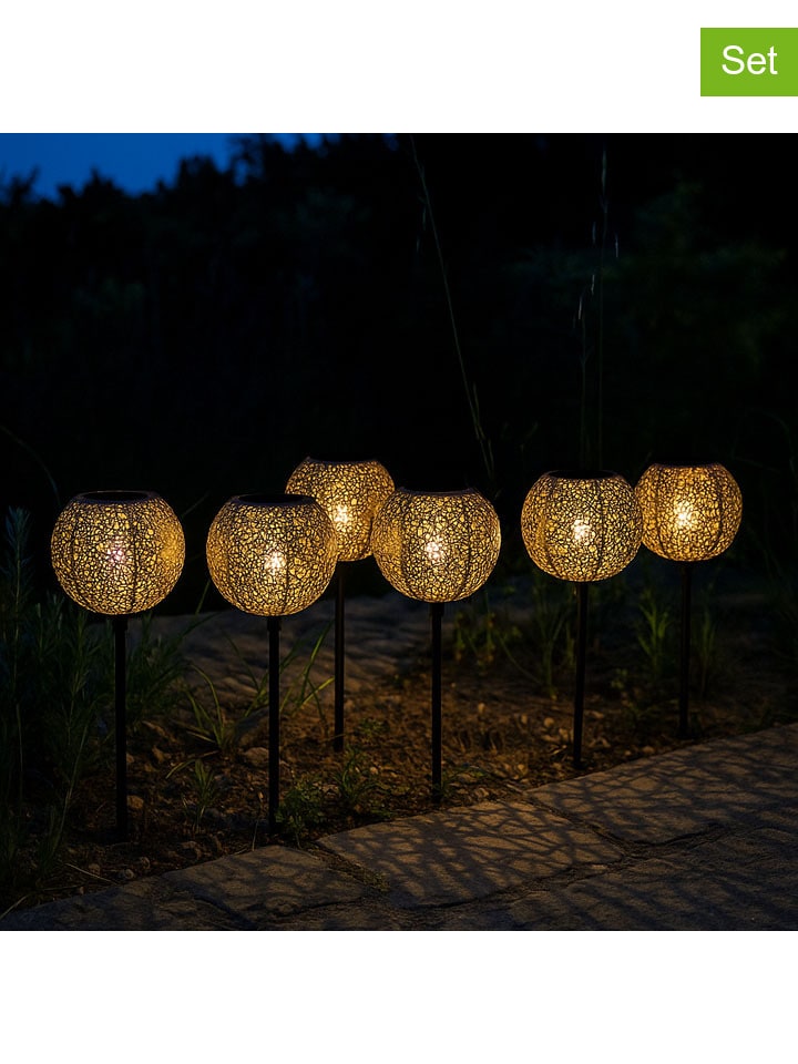 5-delige set: ledsolartuinstekers "Agadir" goudkleurig - (H)45 cm