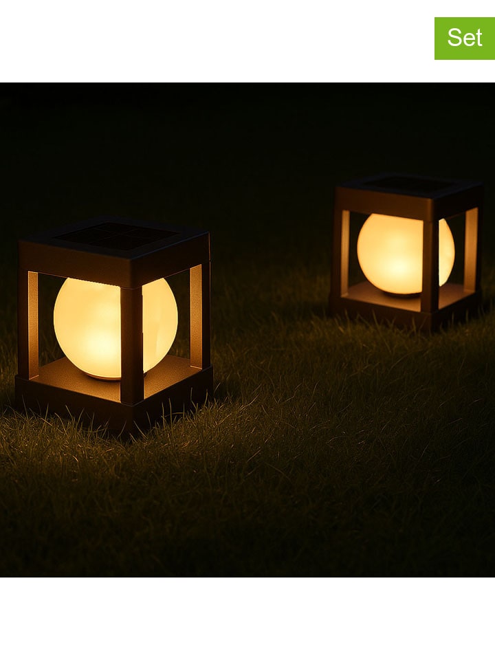 Solarne lampy ogrodowe LED (2 szt.) w kolorze szarym - 11,5 x 21,5 x 11,5 cm