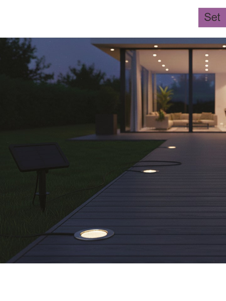 Solarne lampy najazdowe LED (3 szt.) w kolorze ciepłej bieli - Ø 10 cm