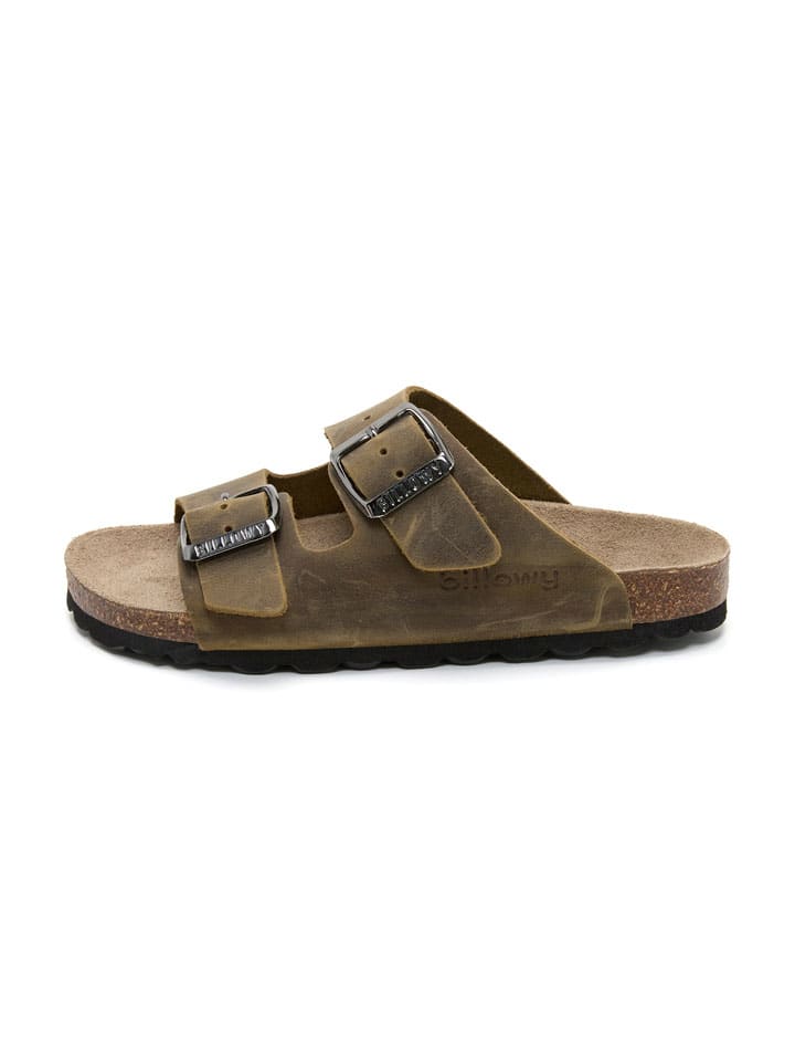 Leren slippers bruin