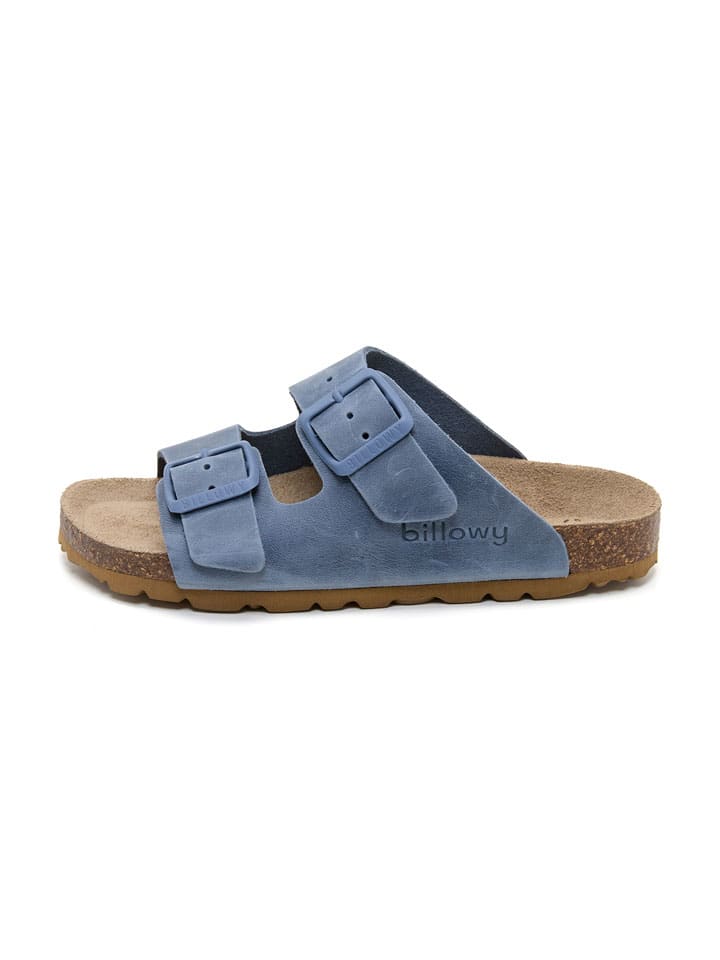 Leder-Pantoletten in Blau
