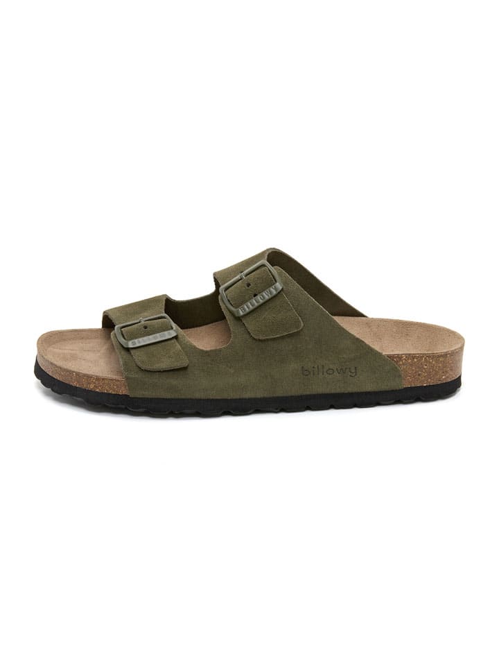 Skórzane klapki w kolorze khaki