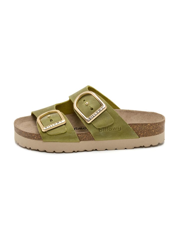Leder-Pantoletten in Grün
