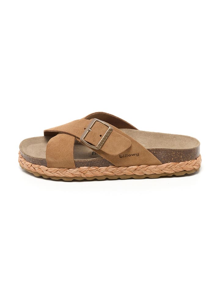 Leren slippers lichtbruin