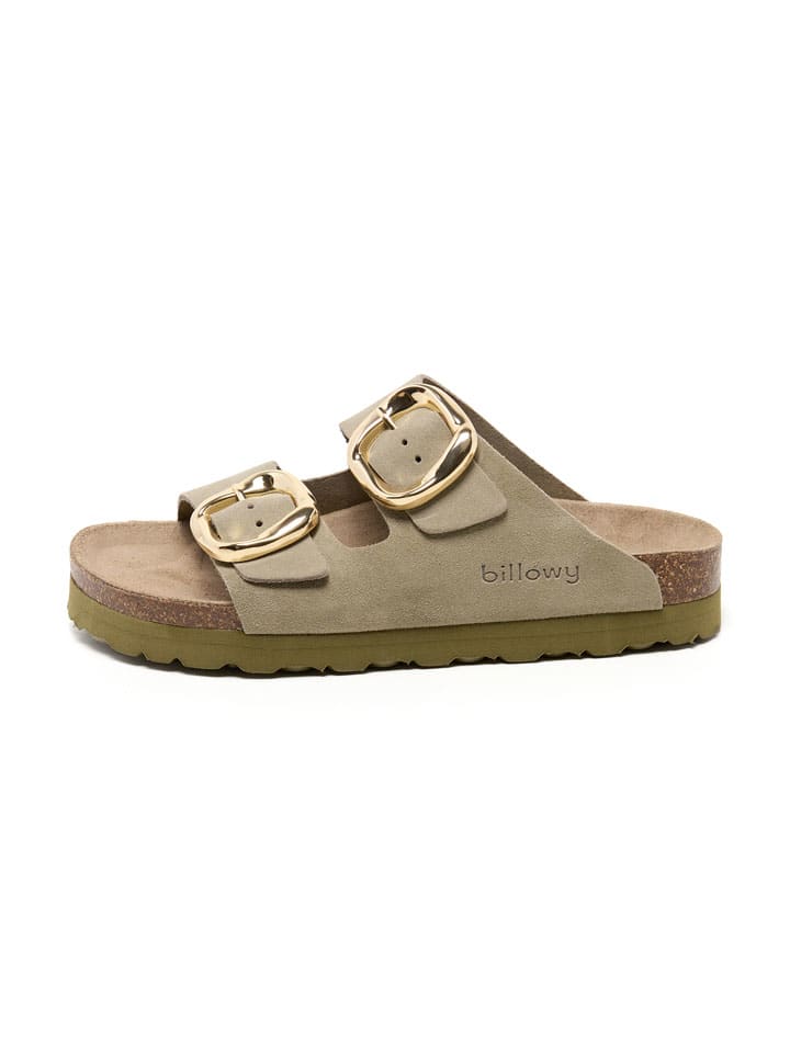 Leren slippers beige