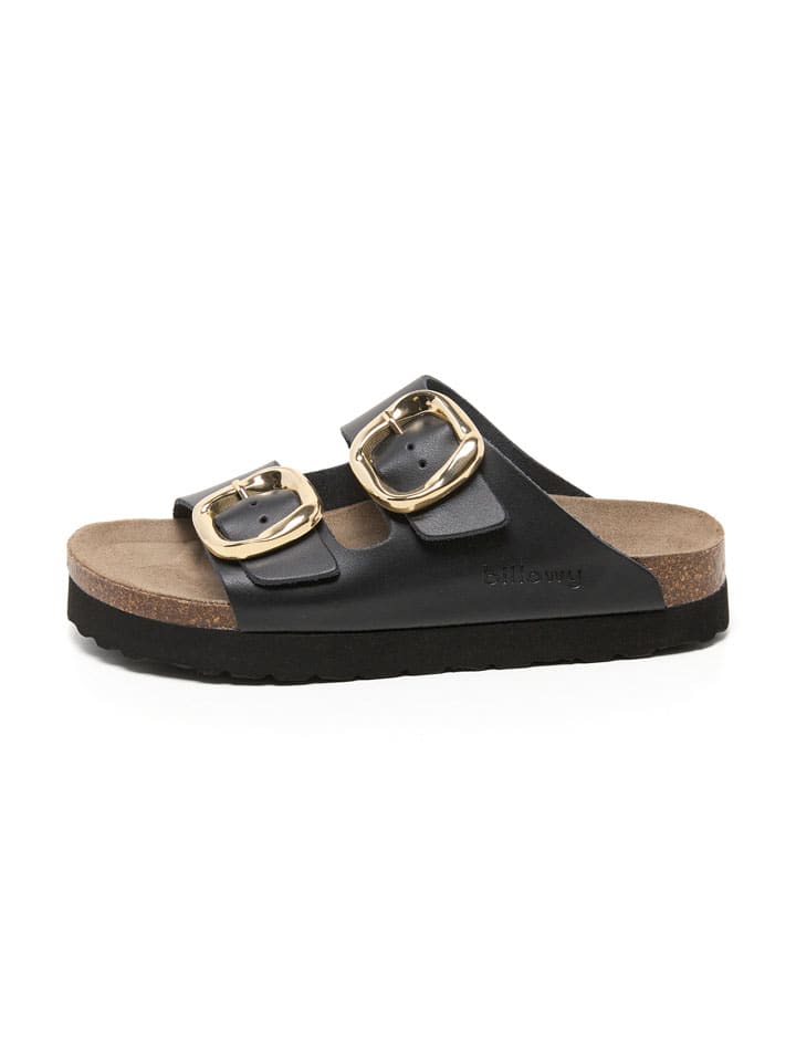 Leder-Pantoletten in Schwarz