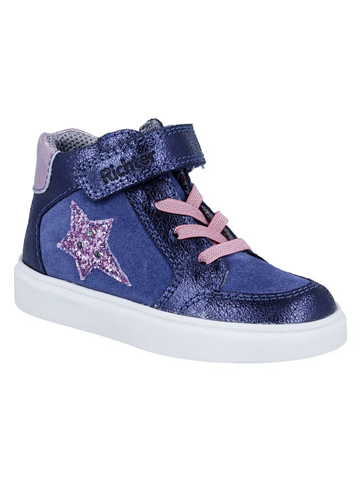 Skórzane sneakersy "Flora" w kolorze niebieskim