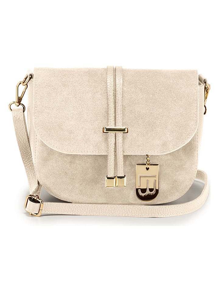 Leder-Umhängetasche "Varallo" in Beige - (B)21 x (H)18 x (T)8 cm