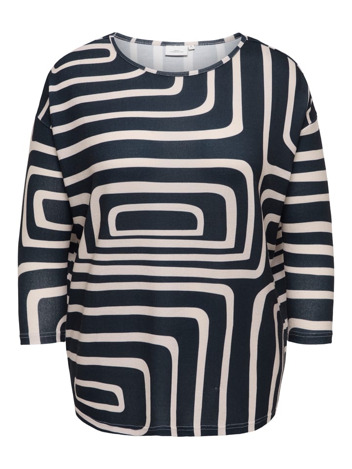 Bluse in Dunkelblau/ Creme