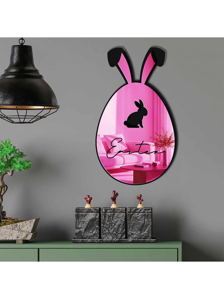Dekospiegel in Pink/ Schwarz - (L)50 x (B)29 cm