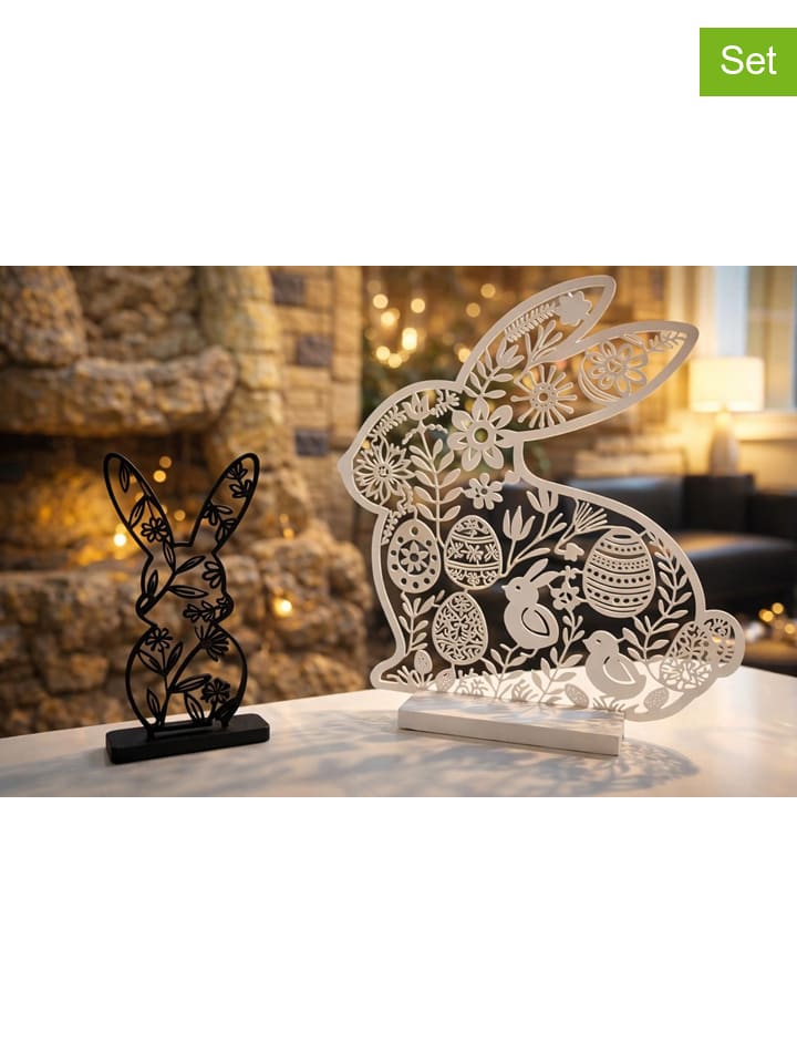 2-delige set: decoratieve figuren wit/zwart
