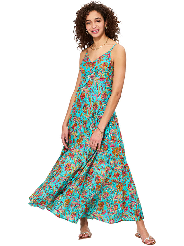 Kleid in Türkis/ Orange
