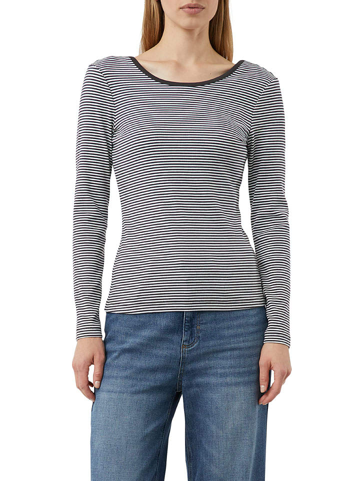 Longsleeve in Grau/ Weiß