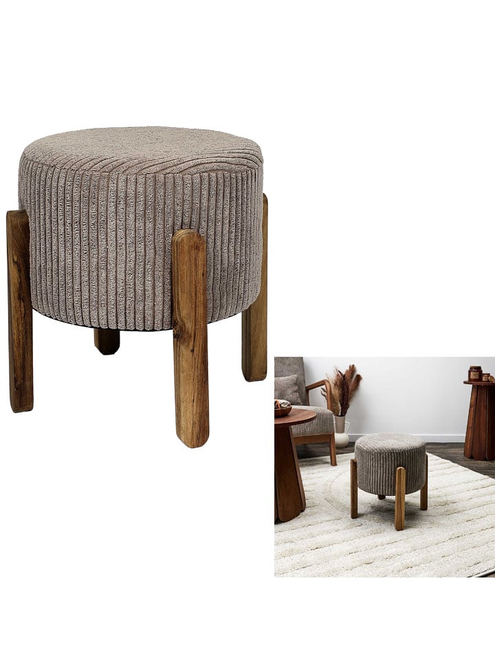 Hocker "Scott" w kolorze szarobrązowym - wys. 35 x Ø 35 cm