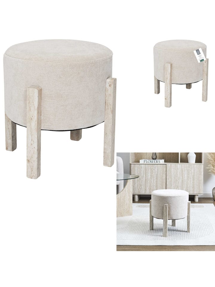 Hocker in Beige - (H)35 x Ø 35 cm