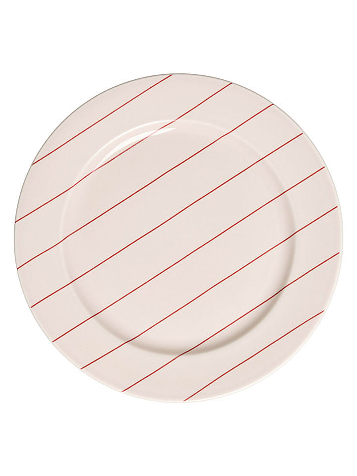 Talerz obiadowy "Pyjamas" w kolorze beżowo-czerwonym - Ø 22,7 cm