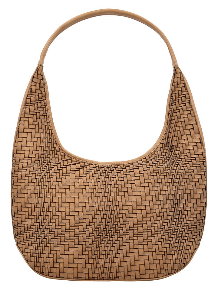 Skórzany shopper bag w kolorze jasnobrązowym - 40 x 24 x 10 cm