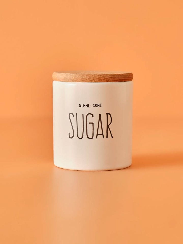 Pojemnik "Sugar" w kolorze białym do przechowywania - wys. 9 x Ø 7,5 cm