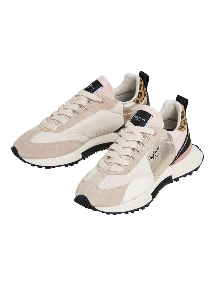 Skórzane sneakersy "Archer" w kolorze złoto-kremowym