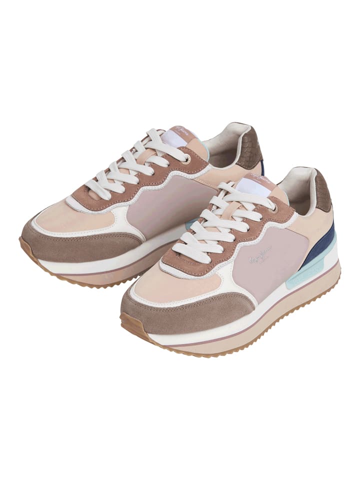 Sneakersy "Rusper" w kolorze brązowo-granatowo-jasnoróżowym