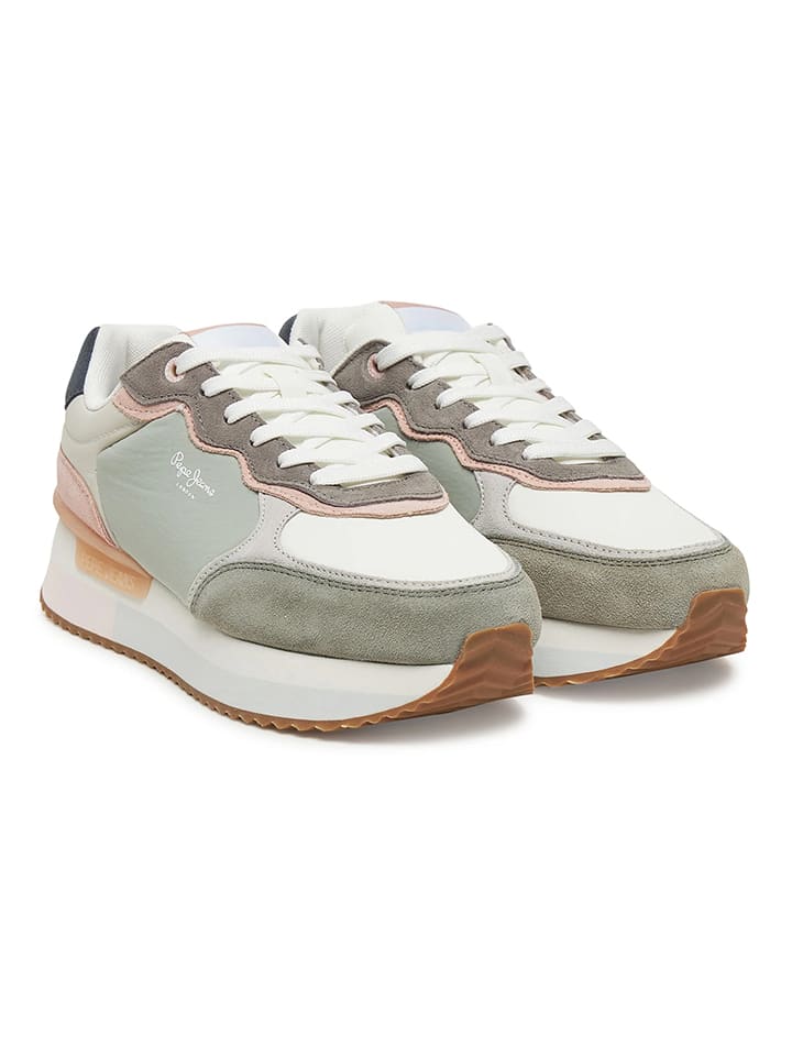 Leren sneakers "Rusper" groen/crème