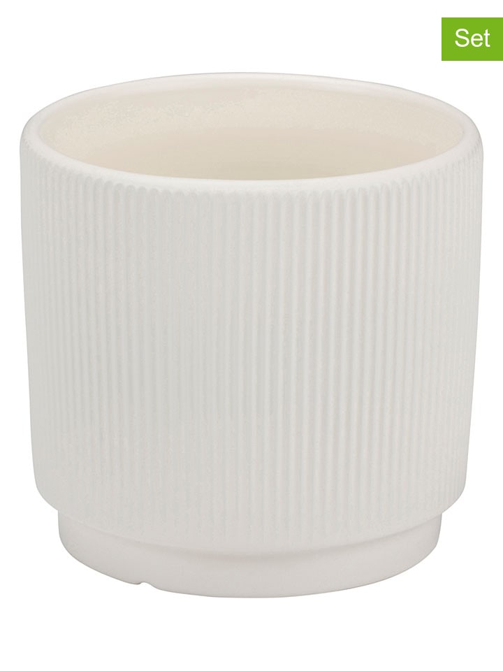 Doniczki (2 szt.) w kolorze kremowym - wys. 11 x Ø 12 cm