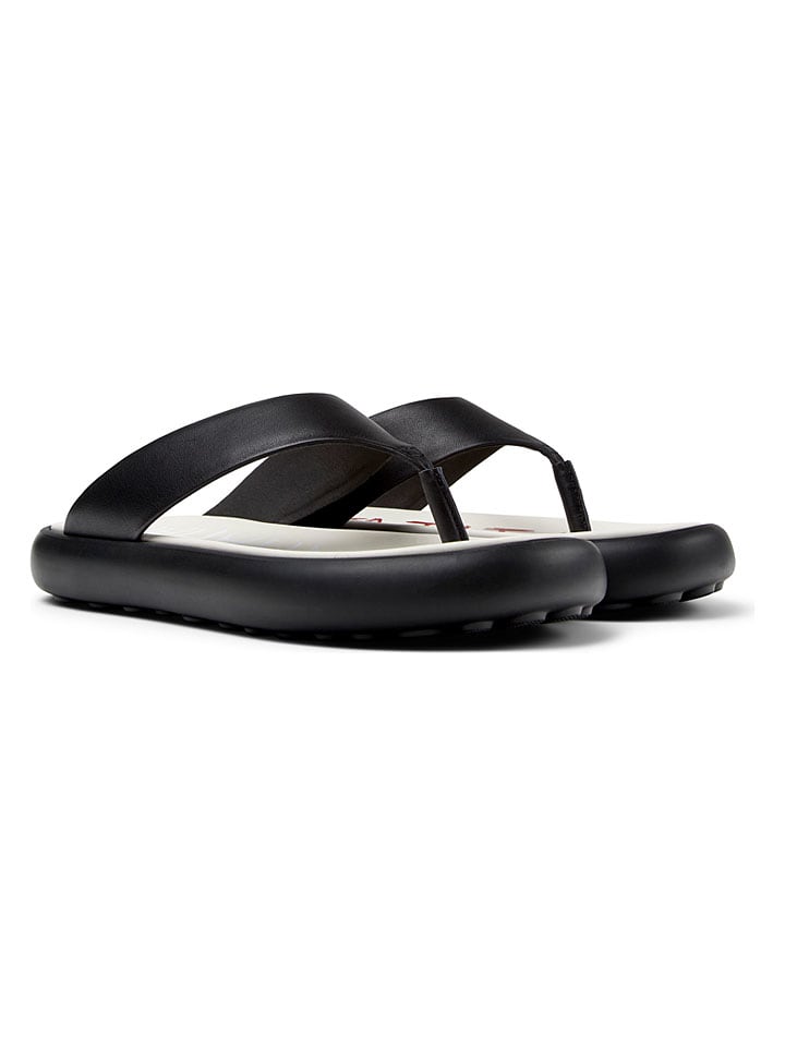 Leder-Zehentrenner "Pelotas Flota" in Schwarz