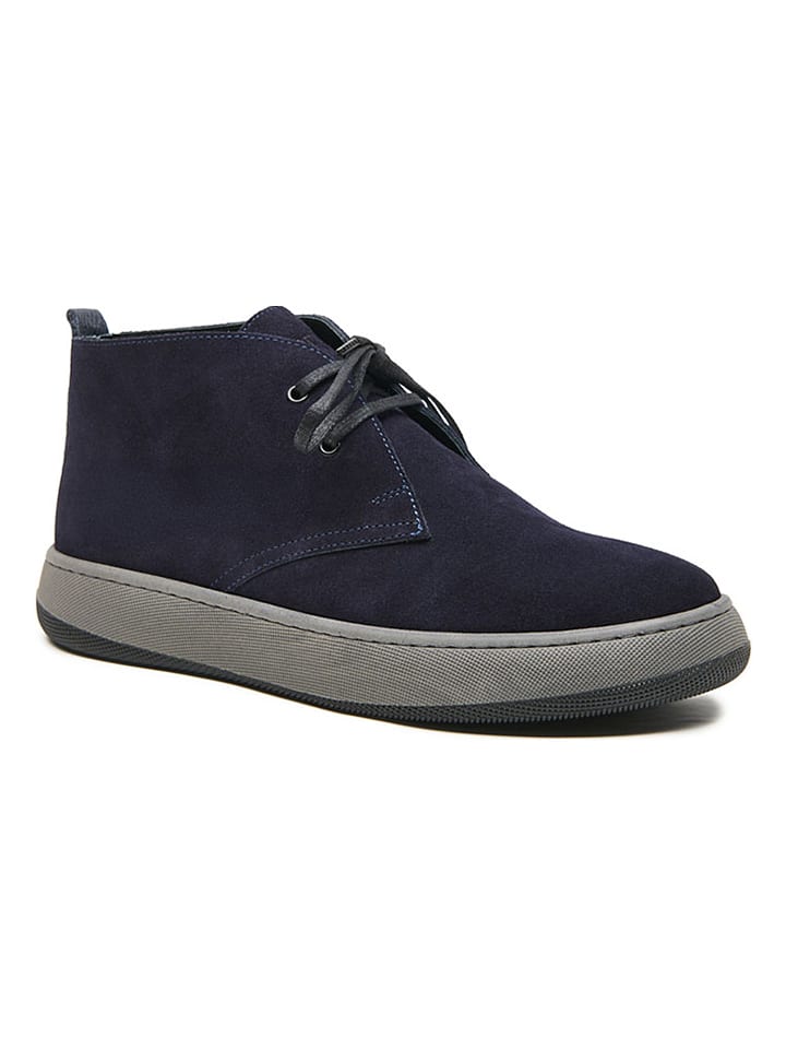 Leren veterschoenen donkerblauw