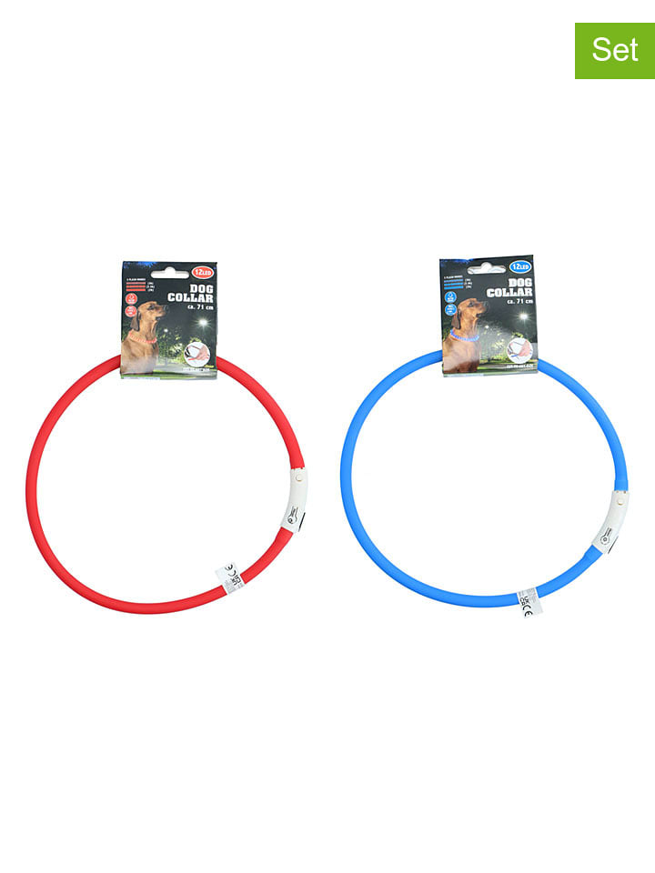 2er-Set: LED-Hundehalsbänder in Rot/ Blau - (Überraschungsprodukt)