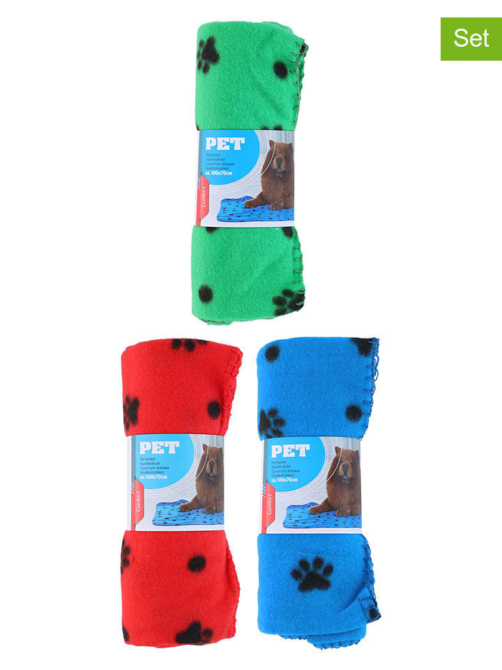 3er-Set: Haustierdecken in Bunt - (L)100 x (B)70 cm (Überraschungsprodukt)