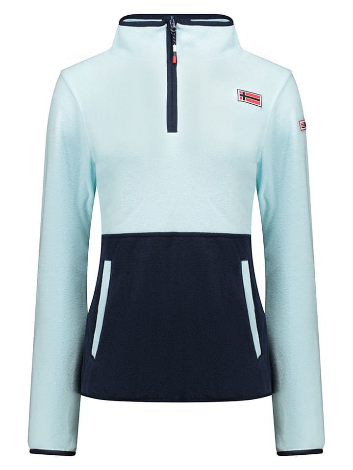 Fleecepullover "Touki" in Hellblau/ Dunkelblau