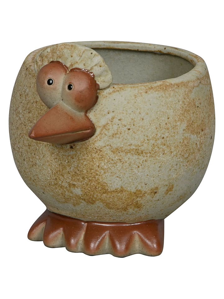 Doniczka "Bird" w kolorze szaro-jasnobrązowym - 11 x 12 x 15,5 cm