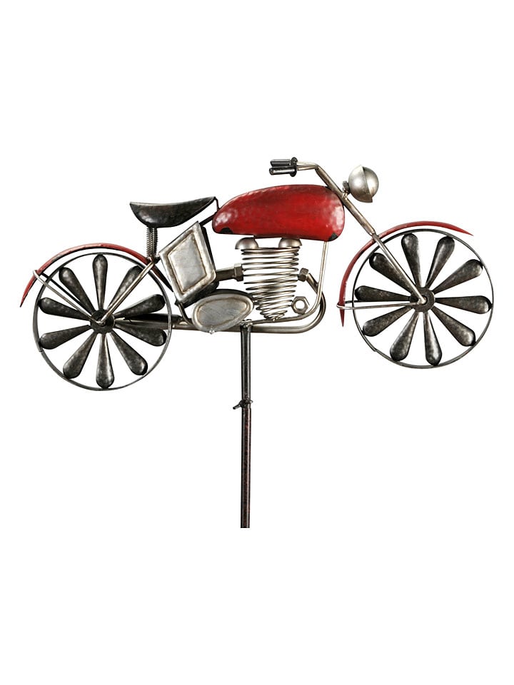 Gartenstecker ''Motorrad'' in Silber/ Rot - (B)48 x (H)26 x (T)9 cm