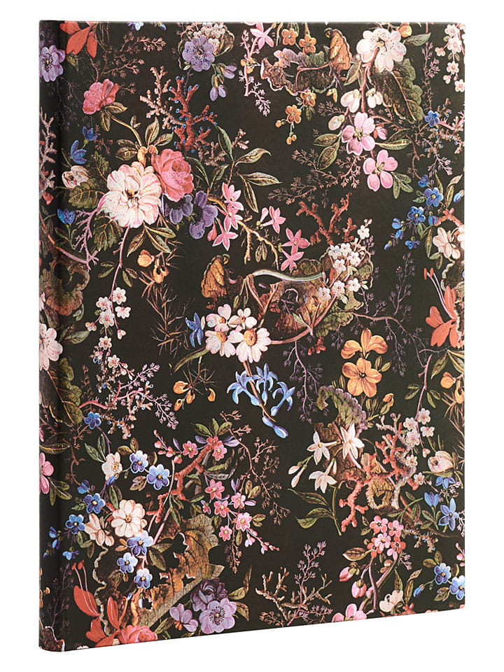 Książka adresowa "Floralia" w kolorze czarnym ze wzorem - 18 x 23 cm