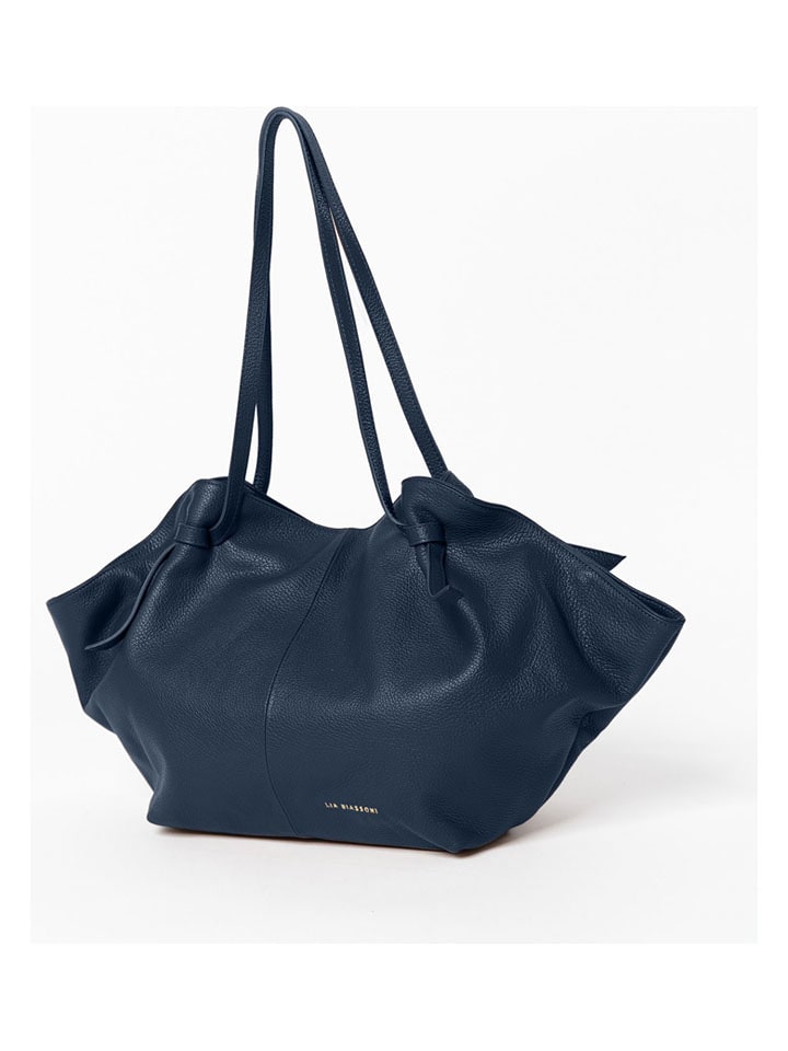 Leder-Shopper "Conza" in Dunkelblau - (B)60 x (H)33 x (T)15 cm